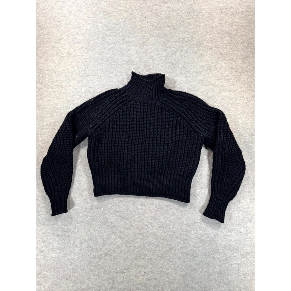 H&M Sweater Women Small Black Chunky Knit Turtleneck Long Sleeve Winter Pullover